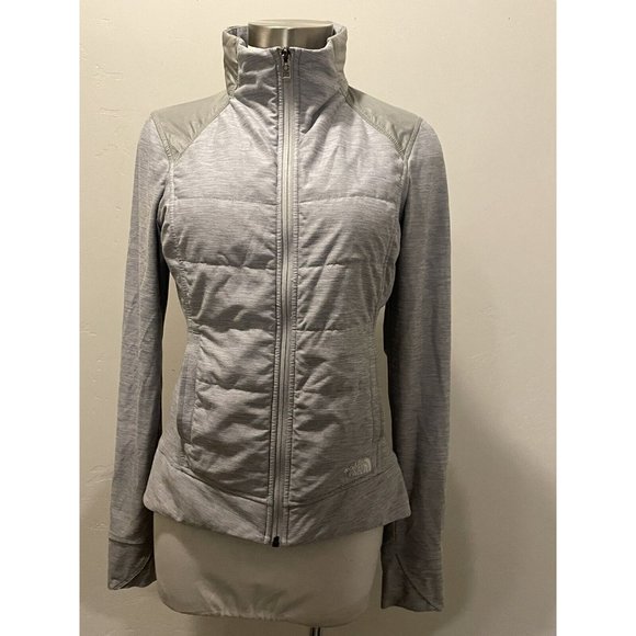 THE‎ NORTH FACE GRAY Pseudio Puffer Jacket Thumbholes Womens sz.Small - Picture 4 of 10